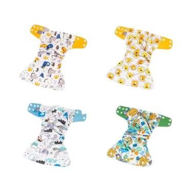Imagem de Kit de Fraldas Reutilizáveis com 4 Fraldas e 10 Absorventes, Estampas Coloridas, RN ao G Wishlist (kit 3)