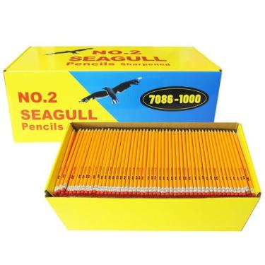 Imagem de Lápis Seagull 1000 unidades pré-afiados com borrachas nº 2 HB