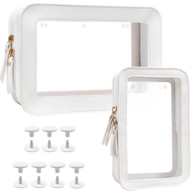 Imagem de LETGO Bolsa de inserção transparente para acessórios de bolsa Bogg – 2 pacotes de couro com zíper para bolsa Bogg Tote Viagem Maquiagem Limpa Bolsa Organizadora Divisória de Cosméticos Bolsa Interna