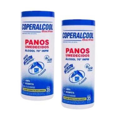 Imagem de Kit 2 Panos Umedecidos Bacfree INPM Coperalcool 35un Limpeza Rápida Li