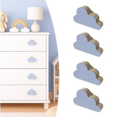 Imagem de 4 Puxadores Nuvem Céu Infantil Gaveta Móveis Cômoda Armário - Souvenir