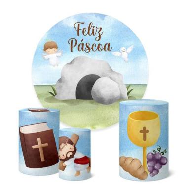 Imagem de Trio Capas Cilindro + Painel Sublimado 1,50m Páscoa - Fadrix, K1PSC035