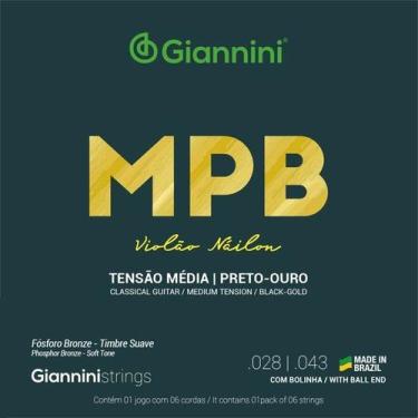 Imagem de Encordoamento Violão Nylon Giannini MPB Preto-Ouro