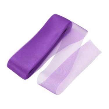 Imagem de HARFINGTON Trança de crina de cavalo rígida, 50 metros, 7,6 cm, acabamento macio de crina de cavalo para costura de desossada de poliéster, vestido de casamento, vestido de dança, aparamento, roxo