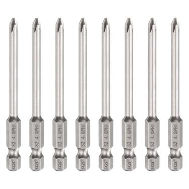 Imagem de HARFINGTON 8 peças de chave de fenda Phillips número 1 PH1 1/10.2 cm, haste sextavada, 75 mm de comprimento, haste de 0,4 cm, chave de fenda industrial de aço S2 para ferramentas elétricas, cinza