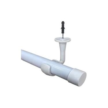 Imagem de Kit De Suporte Teto Pvc Varão Simples 28mm Par Com Ponteira Inclusa (BRANCO)