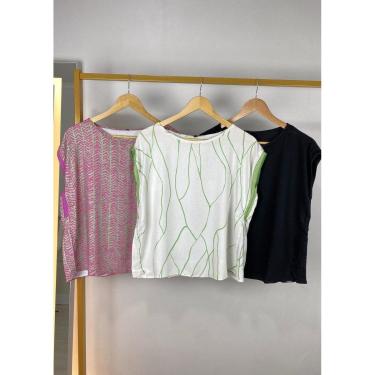 Imagem de BLUSA EM VISCOSE COM RIBANA NA MANGA ESTAMPADA-Feminino