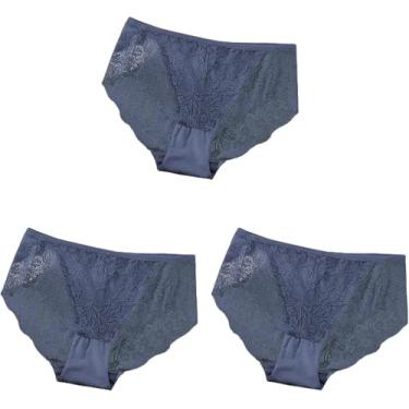 Imagem de Roupa Interior Feminina 3 Pcs Plus Size Lace Lingerie Calcinha Cintura Alta Mulheres Roupa Interior Floral Lingerie Macia Cuecas Femininas, S30-3zongse 3pcs, 3XL 110-120kg