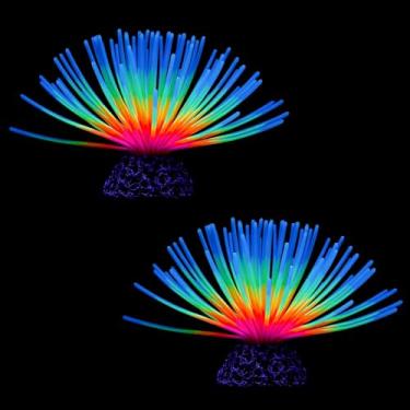 Imagem de WishLotus Decorações de aquário, ornamento realista de aquário de bola de ouriço-do-mar, decorações brilhantes de aquário artificial de silicone para ornamentos de paisagem de pátio de jardim de