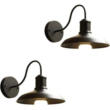 Imagem de Arandela De Parede Externa à Prova D'água Vintage Varanda 9,4 Polegadas Preto Gooseneck Celeiro Luz Exterior Fazenda Montagem Na Parede Luminária Para Garagem Pátio Porta, 2PCS