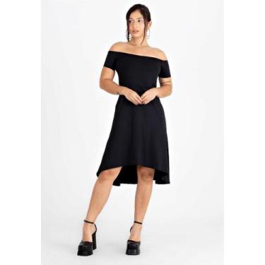 Imagem de Vestido Feminino Midi Ombro a Ombro Godê - RACY, PRETO, P