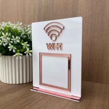 Imagem de Placa Qr Code Wifi personalizada  Suporte de Mesa display Elegante em 