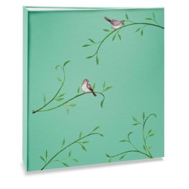 Imagem de Álbum de fotos Ical, encadernação tradicional, para 500 fotos 10x15cm - envelope plástico transparente - linha Floral - modelo natureza - folhas e aves - 328