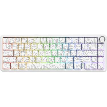 Imagem de ATTACK SHARK X65 PRO HE Teclado sem fio para jogos Rapid Trigger, precisão RT de 0,01 mm, 8000 Hz, com fio e interruptor magnético, BT, atuação ajustável, Snap Tap, RGB para PC/Mac (Contorno Branco)