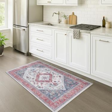 Imagem de Fame Rugs Tapete turco Lavável Vintage Oriental Inspirada Tradicional Tapete Pequeno Moderno Tapetes de Entrada Luxo Entrada Quarto Banheiro Cozinha (402RN, 2'5 x 1,98 m)