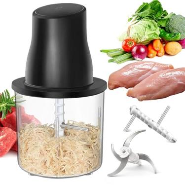 Imagem de Triturador elétrico de frango, picador automático de alimentos com triturador de peito de frango e moedor de carne, 2 conjuntos de lâminas para frango/porco/peixe/legumes/comida de bebê (preto)