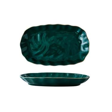 Imagem de Pratos de sopa de macarrão de cerâmica requintados para uso doméstico nórdico - prato de peixe de 30 cm