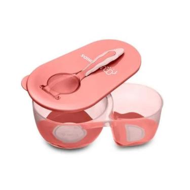 Imagem de Prato Fundo c Divisorias e Colher Rosa Multikids Baby BB054