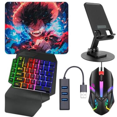 Imagem de Kit Mobilador Gamer Com Teclado One Hand Rgb + Mouse Óptico 1600dpi + Pad Speed Estampado + Hub Usb (TIPO C)