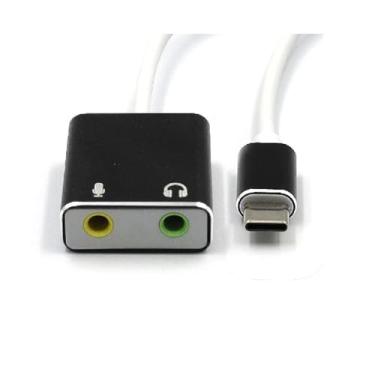Imagem de Adaptador de Microfone USB C Tipo C Placa de Som 7.1 Canais Placa de Som Externa USB Tipo C para Adaptador de Fone de Ouvido de 3,5 Mm
