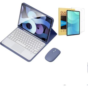Imagem de Capa de teclado compatível para Samsung Galaxy Tab S10 FE+/S10 FE Plus 13,1 polegadas, trackpad de precisão e suporte de caneta S,+ 2 Película (roxo)