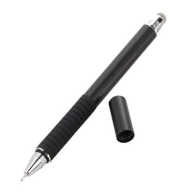 Imagem de Caneta Stylus Metal Ponta Fina 2 em 1 Tela Touch Screen - Compatível c/Celular Tablet Ipad Iphone Ultrabook Apple Android Universal (Preto)