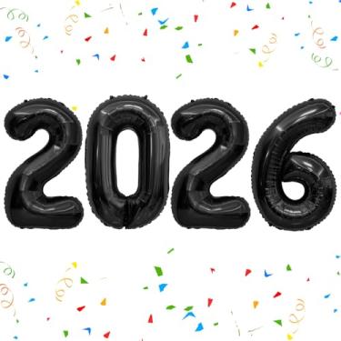 Imagem de Balões de 2026, balões com números de folha de 101 cm, números de balões de 2026, balão numérico para festa de véspera de ano novo, artigos de festa de aniversário, aniversário, casamento, aniversário