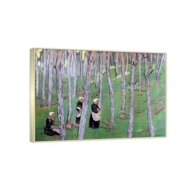 Imagem de RYLJCZ Reprodução de pinturas a óleo Paul Sérusier - Catadores de cogumelos - Impressão de arte de paisagem vintage - Arte de parede em tela para decorações de casa e escritório 40 x 56 cm (15,8 x