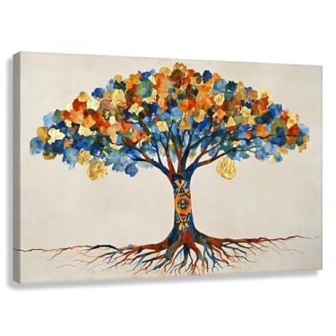 Imagem de Impressão em tela de arte de parede da Árvore da Vida para decoração de sala de estar com olhos espirituais 45 x 30 cm x 1