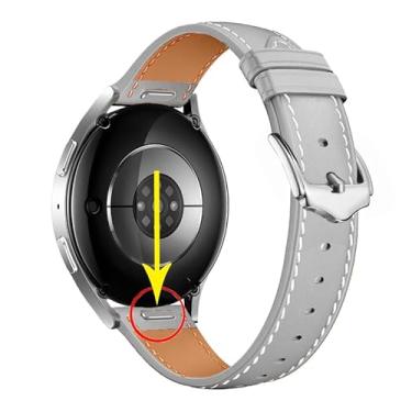 Imagem de HUANLONG Pulseiras de relógio de couro de 18 mm compatíveis com Garmin venu 3s/Forerunner 265s/Vivoactive 4S/Vivomove 3S, Huawei Watch GT4 de 41 mm, pulseira masculina Fossil Gen 6, cinza com botão
