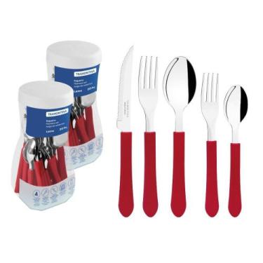 Imagem de Faqueiro Talheres Leme Inox 40 Peças Vermelho Tramontina