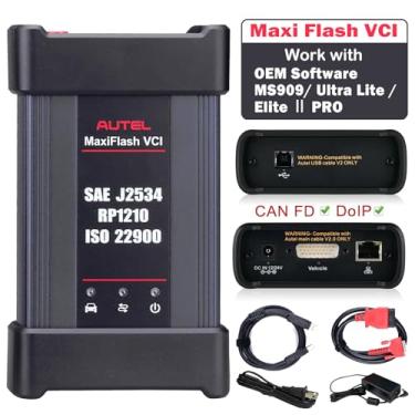 Imagem de Autel MaxiFlash VCI Kit J2534 Ferramenta de reprogramação J2534 PassThru ECU Suporte CAN FD 4 Canais Canais DoIP D-PDU Autel Bluetooth VCI Funciona com PC MS909 MS909EV MS909CV