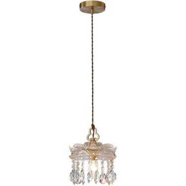 Imagem de Lustre Moderno Lustre De Sombra Ondulada Moderna Lâmpada Pingente De Vidro Com Brilho De Cristal Corda Ajustável Pendurada Luminárias Para Quarto De Cama Entrada Balco
