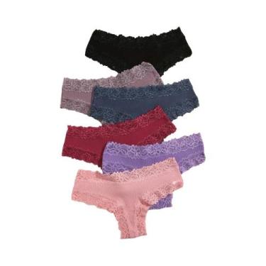 Imagem de Conjunto De Calcinha Feminina Sexy De Cintura Baixa Com Renda De Algod
