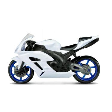 Imagem de Moto racing motorcycle 22cm branco roma miniatura de moto
