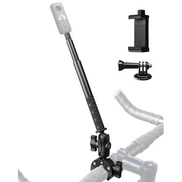 Imagem de Suporte para câmera de guidão de motocicleta compatível com Insta360 X5 X4 X3 X2 GoPro Series, suporte extensível para selfie em terceira pessoa para filmagem de rastreamento de passeio