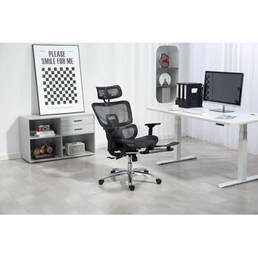 Imagem de Cadeira de Escritório Ergonômica Presidente Posture Mesh, Encosto Alto, Base Giratória, Regulável, 3 Posições de Reclinação, Preto