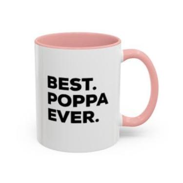 Imagem de Caneca de café Poppa Accent – Caneca engraçada de cerâmica para pai, presente de 325 ml para pais, avôs ou papai - Ideia de presente de aniversário e Natal (rosa, 325 ml)