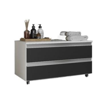 Imagem de Gabinete Banheiro JOIA 80CM 02 GAVETAS com Rodinhas(Branco/Preto)