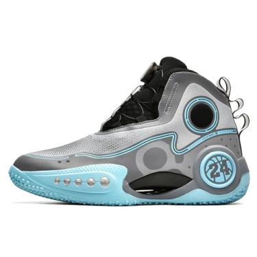 Imagem de Bolognifi Tênis de basquete masculino para treinamento esportivo, suporte tornozelo cano alto e amortecimento antiderrapante Equipamento de basquetebol(Grey,36 BR)