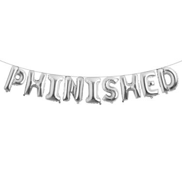 Imagem de Phinished Balloons, Ph.inisheD. Acabamento I'm Phinally Done Decorações de festa de formatura para Ph.D. Grads and Survivors, Class of 2025 Parabéns Doctor Party Supplies, presente de doutorado (prata