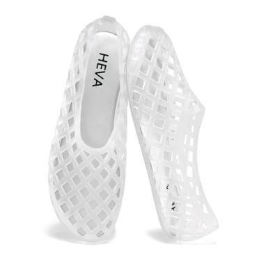 Imagem de HEVA Sapatilhas femininas de malha Jelly Mesh respirável transparente sapatos balé verão praia jellies sandálias de balé, Transparente B, 36