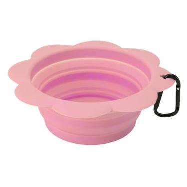 Imagem de GLOGLOW Tigelas de Brinquedo de Gato, 2 Embalagem Portátil Pet Water Bowl Dobrável Viagem Tigela de Cachorro Pon Pon Patch Com Clipe de para Viajar Caminhadas Andando Grande Colapsível Cão (Rosa)