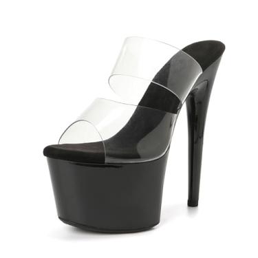 Imagem de WUXIN H&P Sandália de salto plataforma feminina de 17,8 cm, sapatos exóticos sexy stiletto Pole Dance 17 cm, Preto, 41