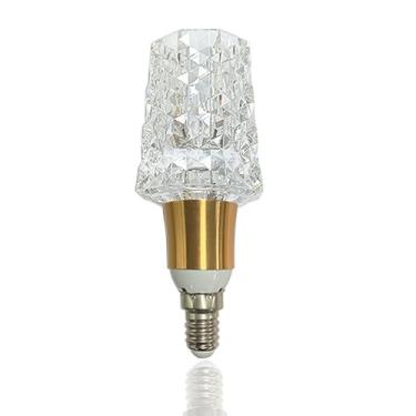 Imagem de Lâmpada LED E12 5W, 85-265V 3000K luz de parafuso Edison, lâmpada decorativa de atmosfera para casa/restaurante, lâmpada estilo cristal imitação base E12, luzes decorativas profissionais (1 unidade