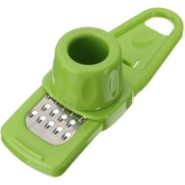 Imagem de Ralador Manual de Alho e Gengibre Verde e Rosa de Plástico com Recipiente Coletor Fácil de Usar (Verde)