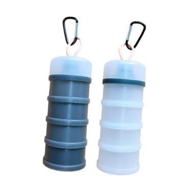 Imagem de IEUDNS 2 recipientes de proteína para bebês, dispensadores de fórmula com mosquetões, recipientes de armazenamento de fórmula, dispensadores para, Cinzento/Branco