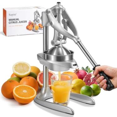 Imagem de Espremedor manual, espremedor de laranja Sopito para serviço pesado e sem esforço, bancada, aço inoxidável, espremedor manual para frutas cítricas, limão, toranja, fácil de limpar