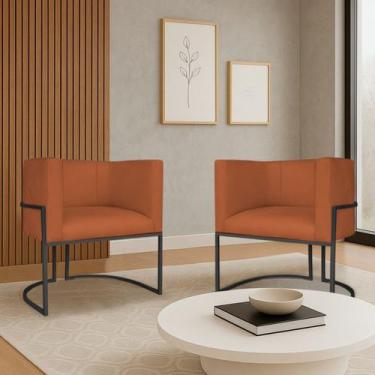 Imagem de Kit 2 Poltronas Dália Luxo Moderna Estofada Design Sofisticado com Bas