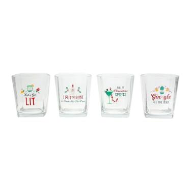 Imagem de Pavilion Gift Company - Conjunto de 4 copos de pedras de 293 ml - Natal Natal inverno festa entretenimento anfitriã amante de bebidas presente rum uísque gin tequila brandy vodka amante presente